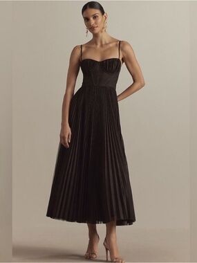 Hutch | Dresses | Hutch Amara Corset Pleated Tulle Fit Flare Midi Dress |  Poshmark
